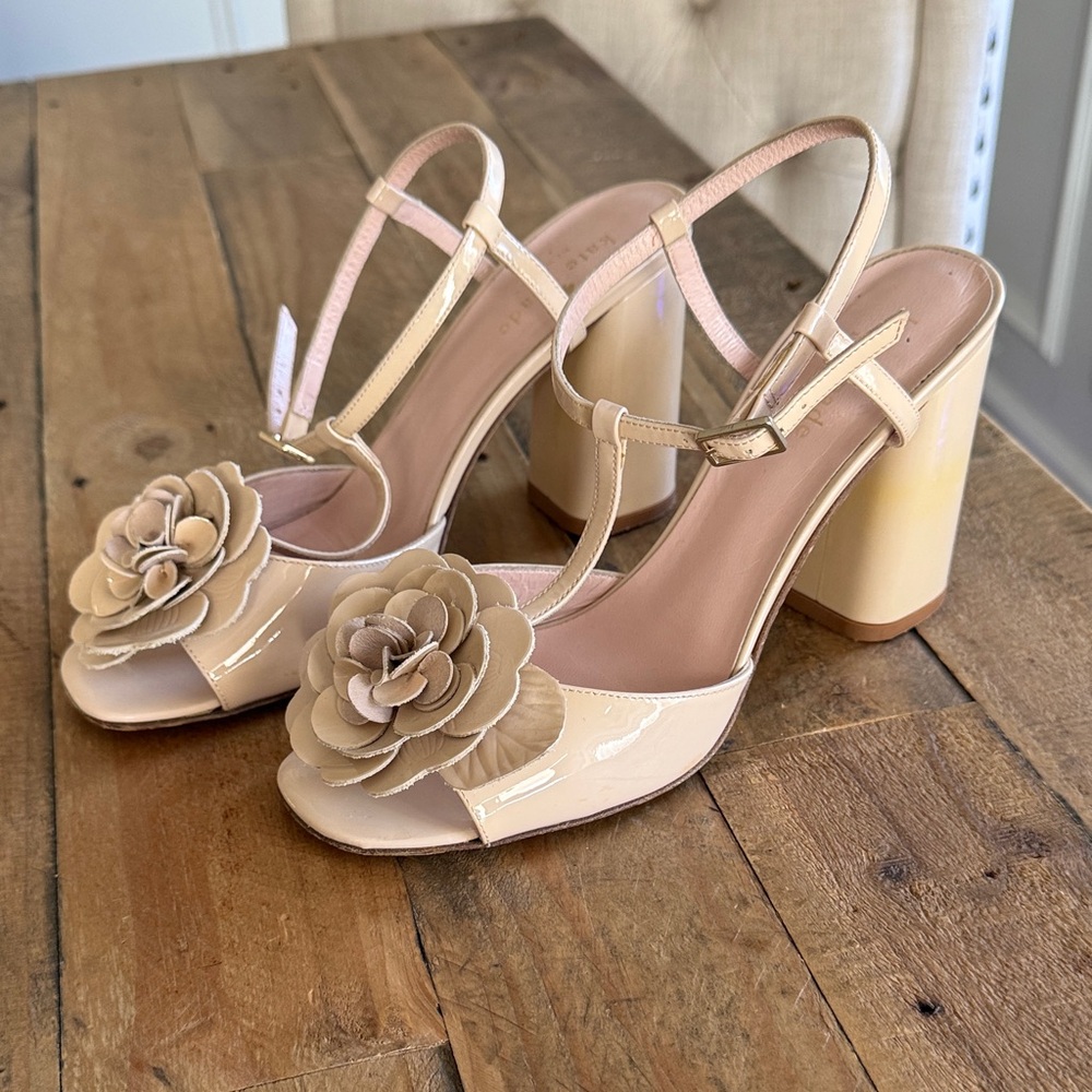 Kate Spade Beige Floral Heels Size 7.5